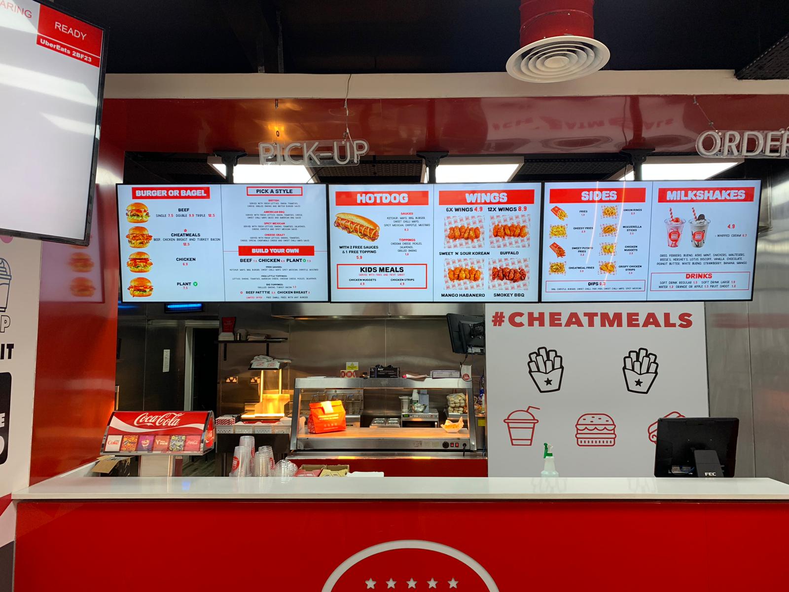 cheatmeals fast food menu boards inside