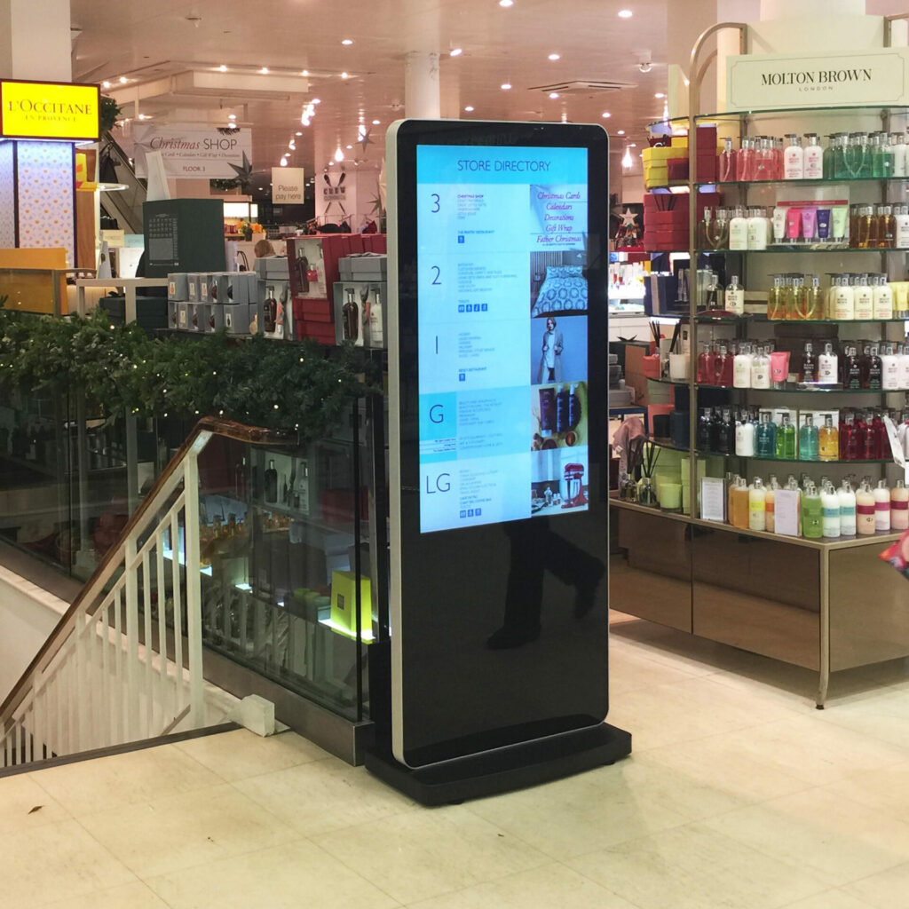 Retail Freestanding SQUARE Jarrolds free standing sign with shop floor directory for customers